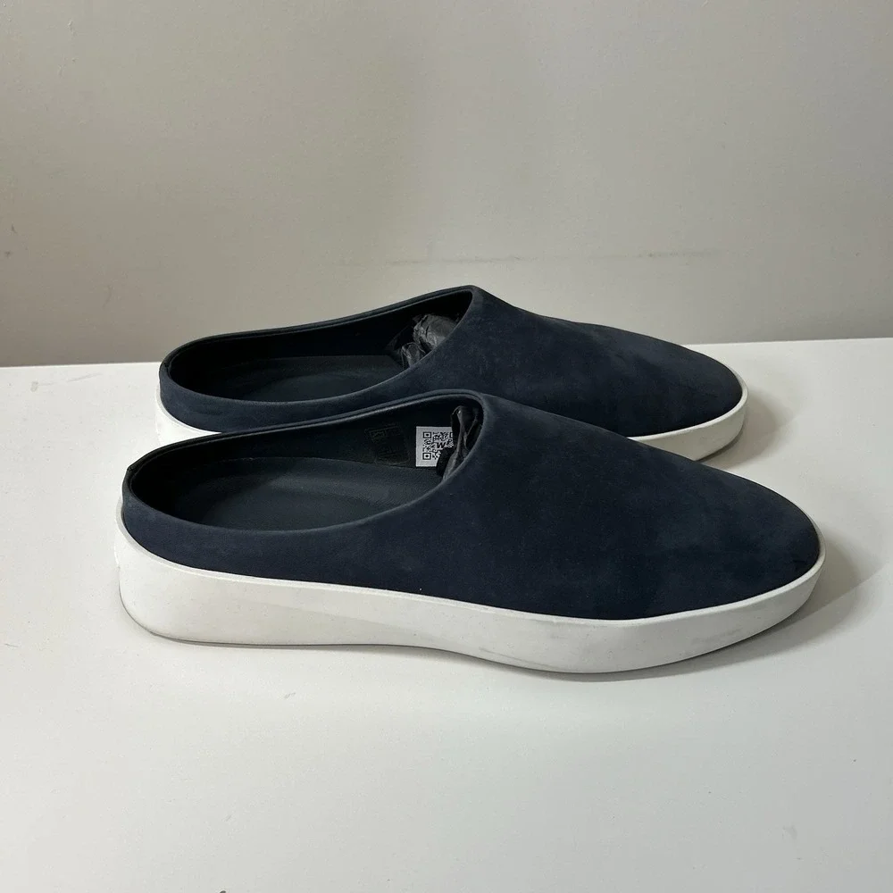 Wolf & Shepherd Shoes Mens 7.5 Women's 9 Cruise Mule Slip On Navy White